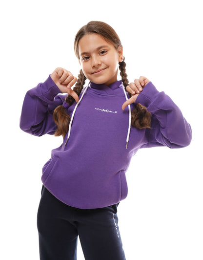 Kids' VAN MILE Everyday Kids Tracksuit in Purple – upper-body front view