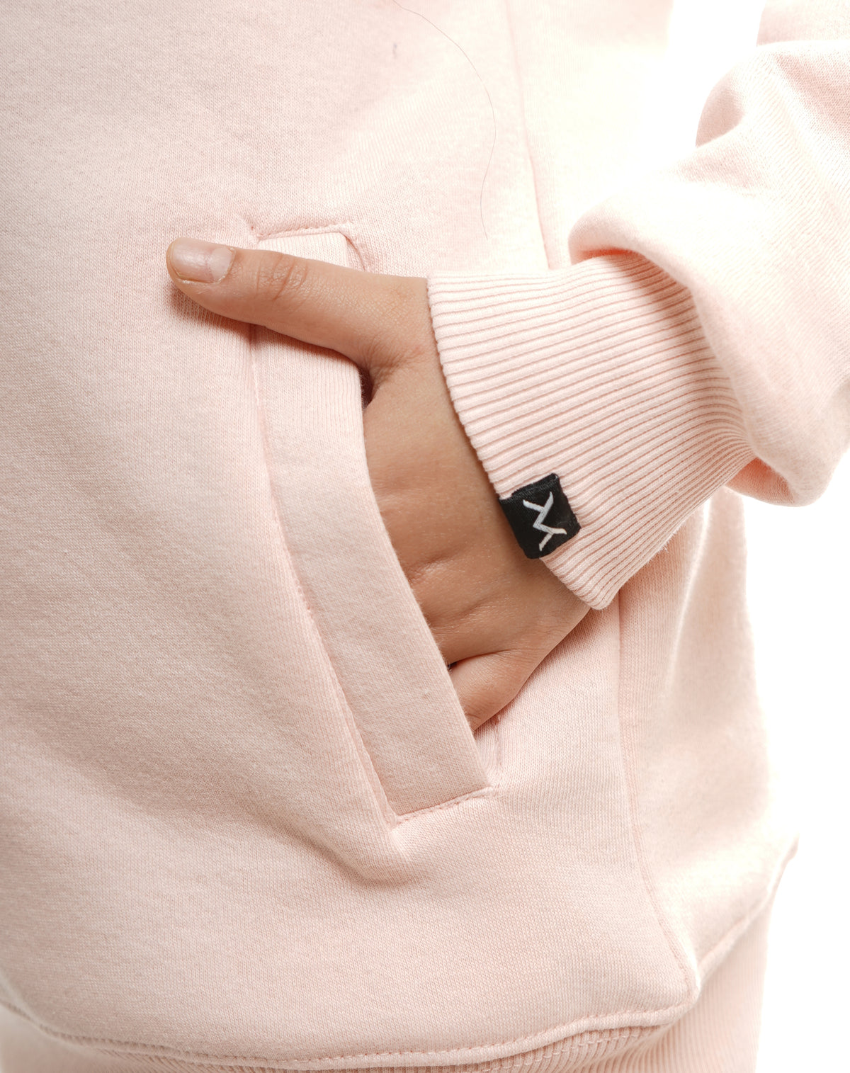 Kids' VAN MILE Everyday Kids Tracksuit in Pale Pink – pocket and cuff detail