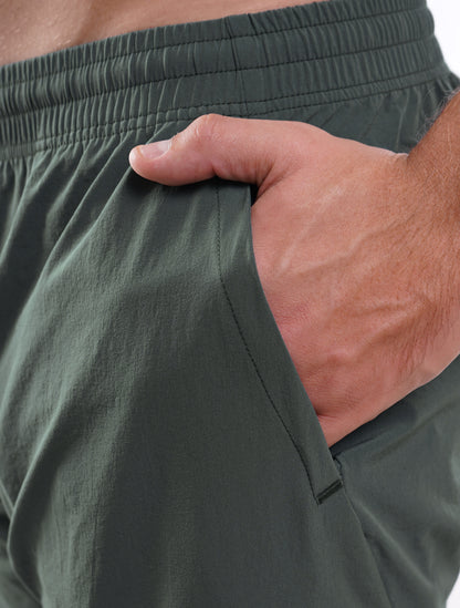 Men's VAN MILE Vibrant Shorts in Olive Green – pocket detail