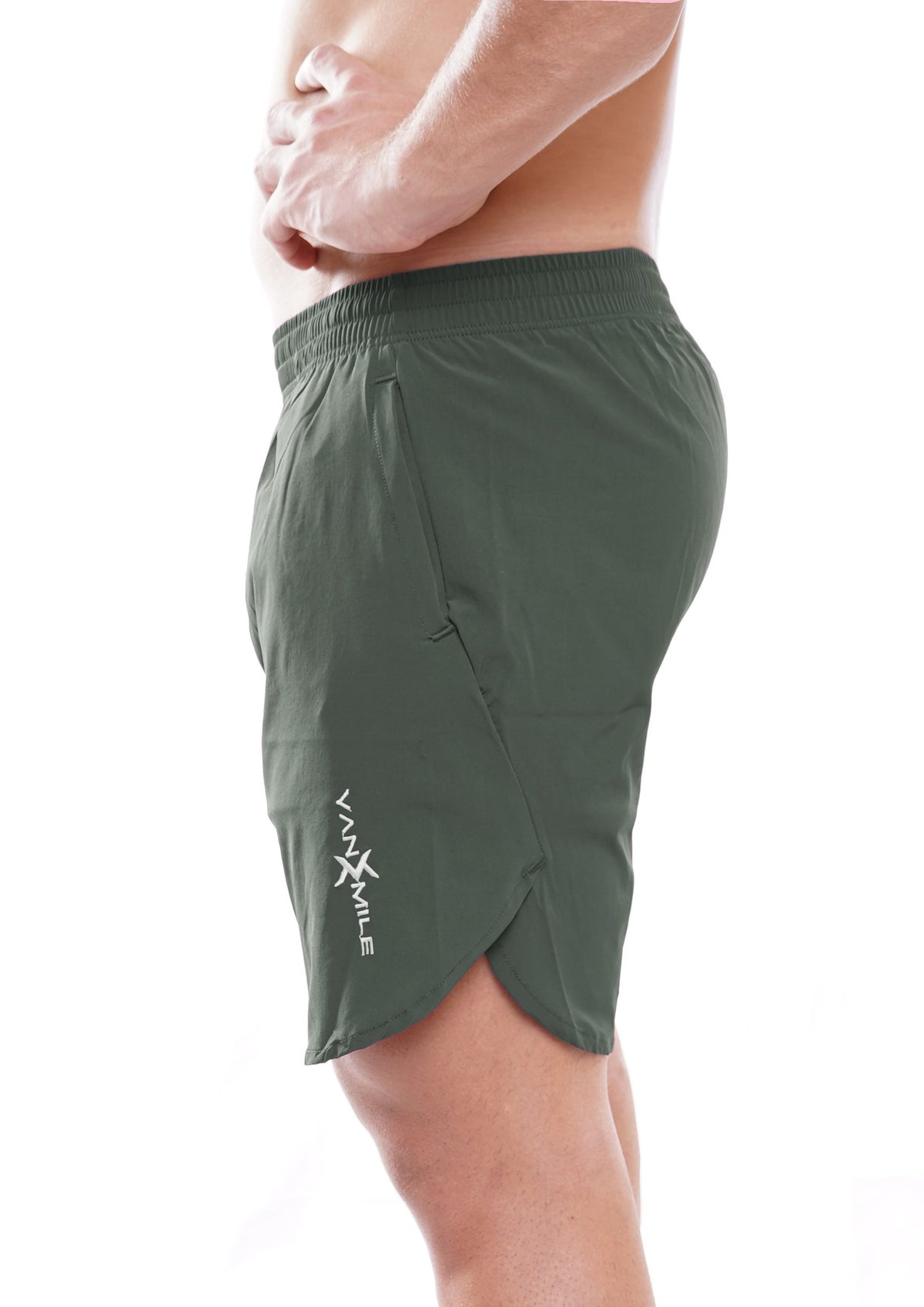 Men's VAN MILE Vibrant Shorts in Olive Green – side view