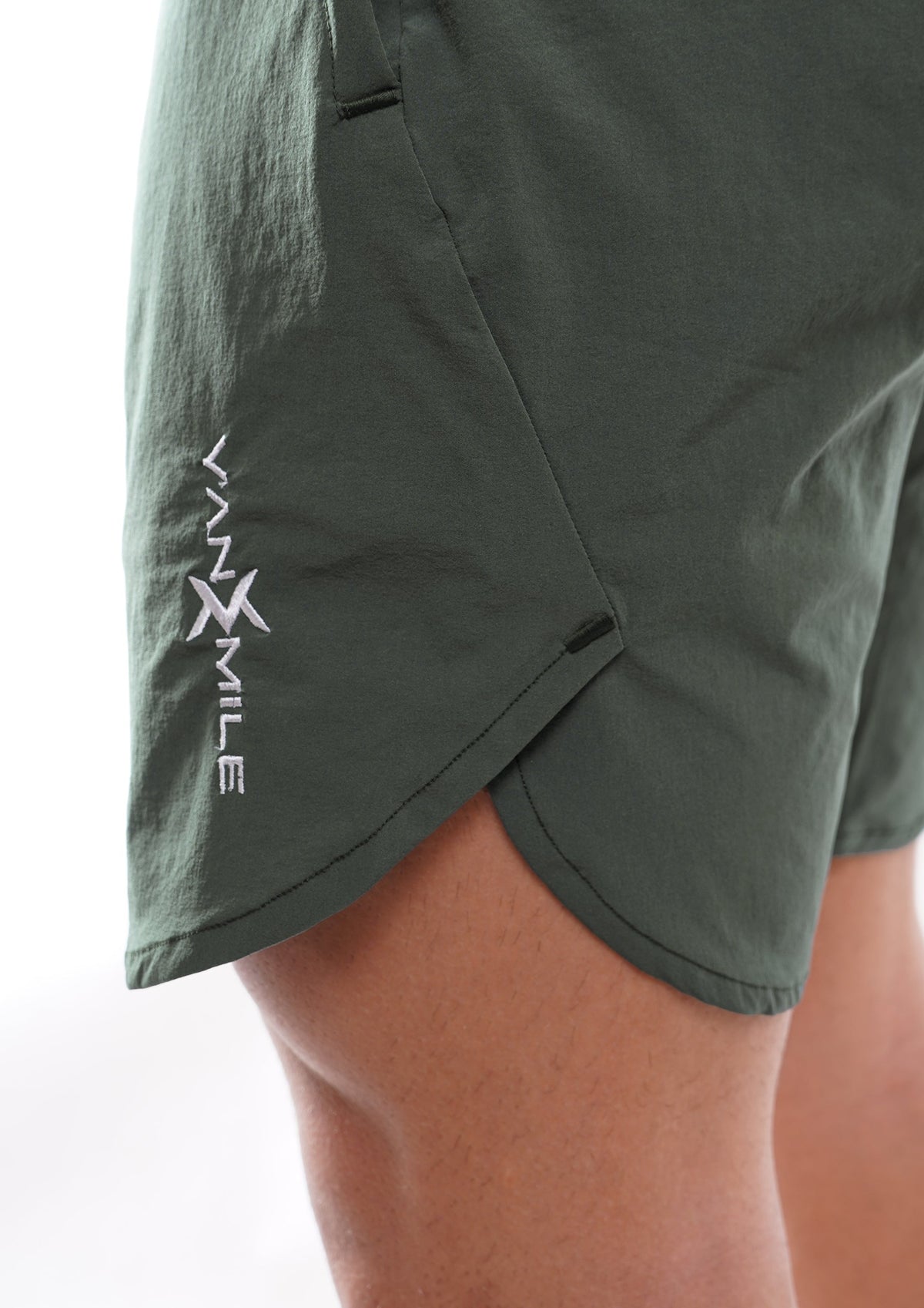 Men's VAN MILE Vibrant Shorts in Olive Green – logo detail