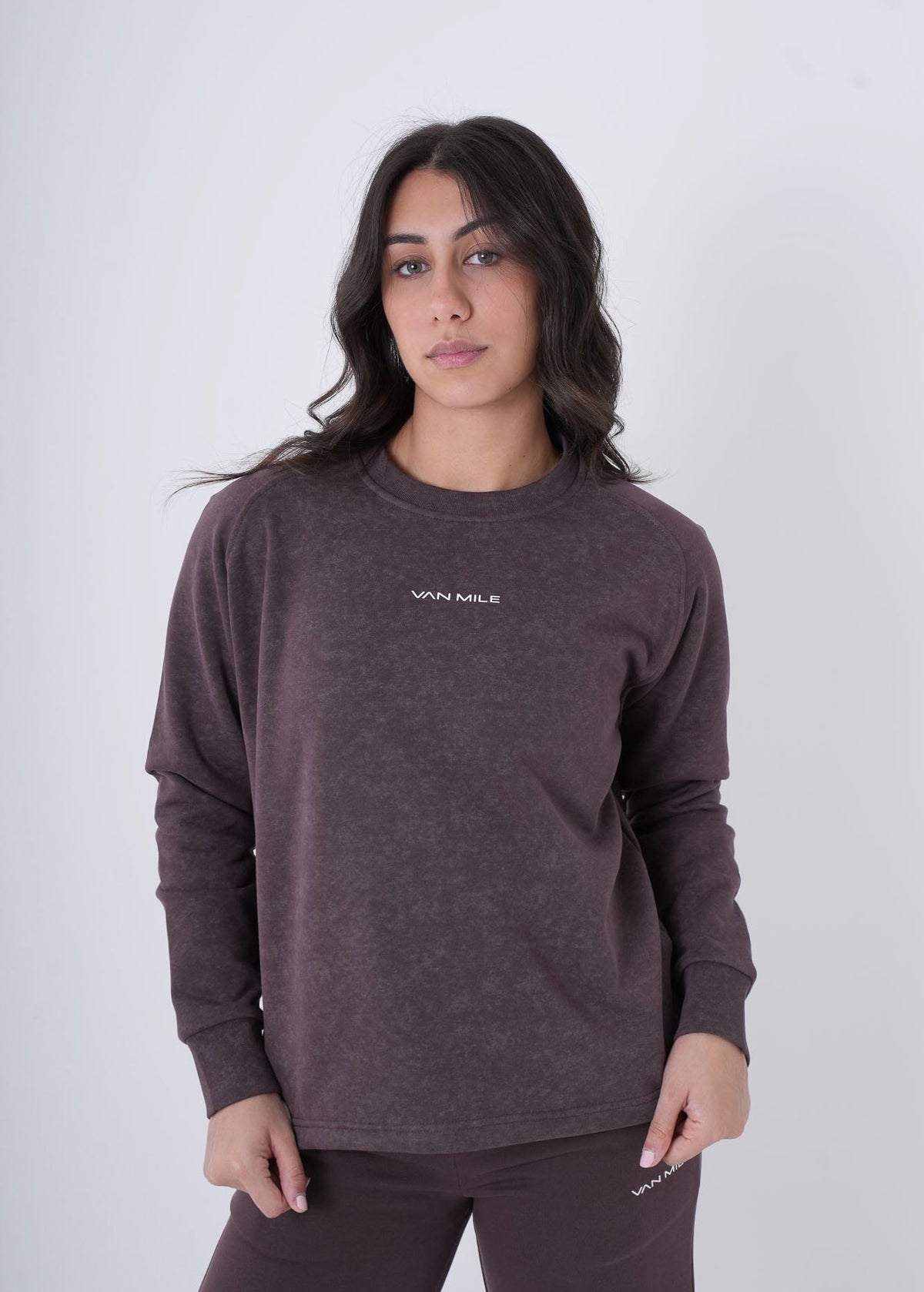Women's VAN MILE VNML Printed Sweatshirt in Brown – front view