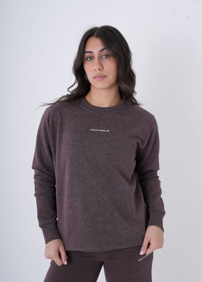 Women's VAN MILE VNML Printed Sweatshirt in Brown – front view
