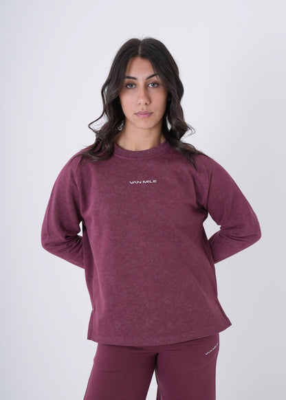 Women's VAN MILE VNML Printed Sweatshirt in Burgundy – front view