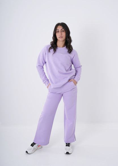 Women's VAN MILE VNML Printed Sweatshirt in Lilac – full-length front view, shown with matching pants