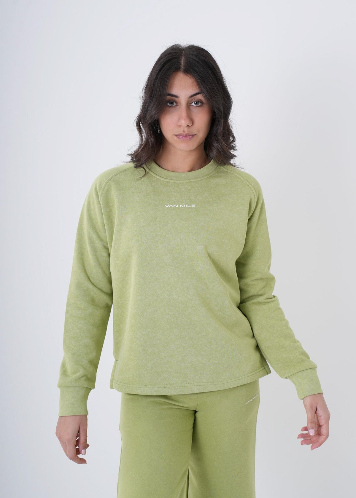 Women's VAN MILE VNML Printed Sweatshirt in Lime Green – front view