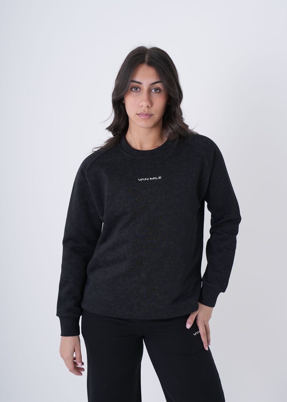 Women's VAN MILE VNML Printed Sweatshirt in Black – front view