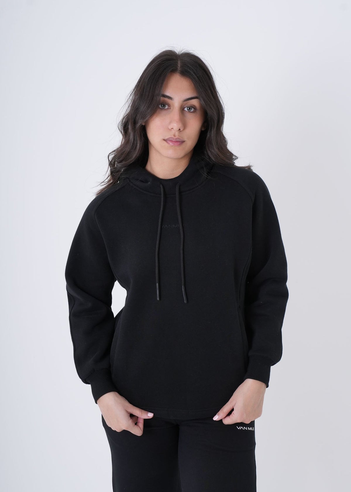 Women's VAN MILE VNML Hoodie in Black – front view