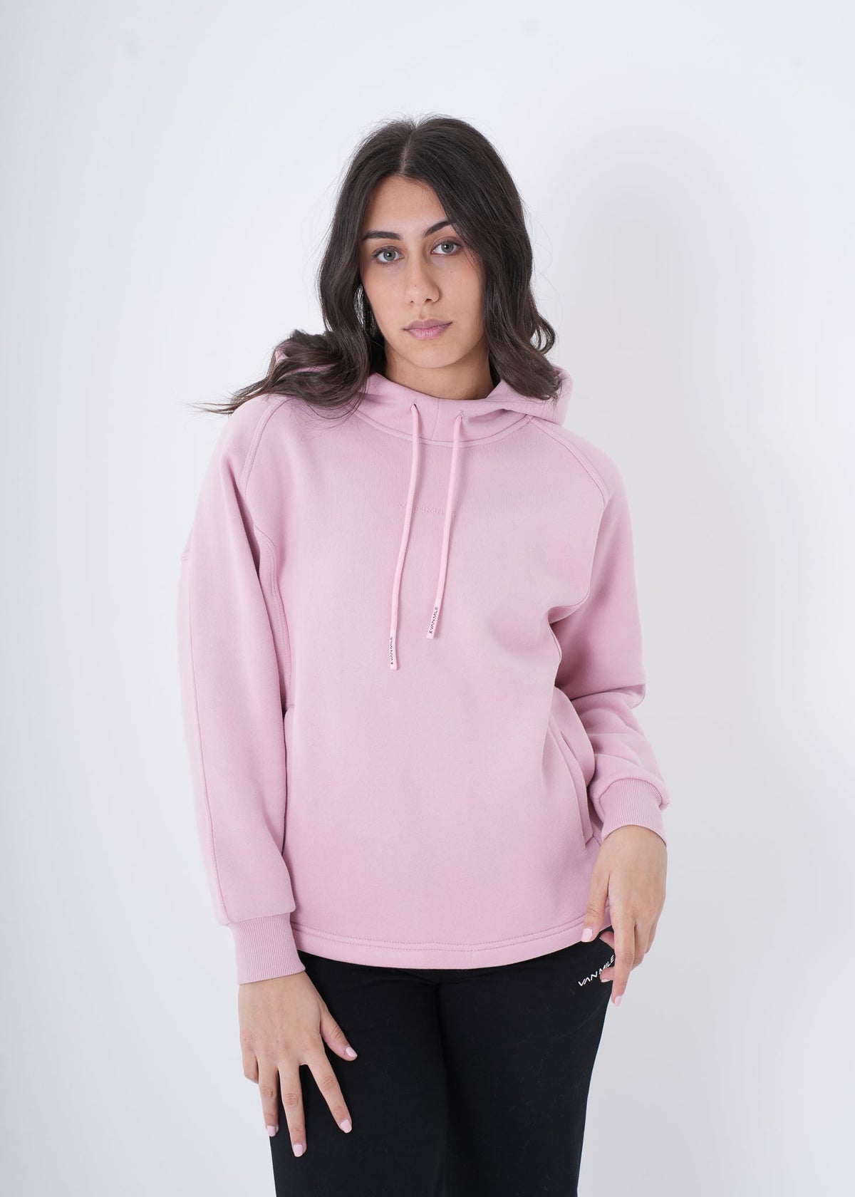 Women's VAN MILE VNML Hoodie in Pink – front view, slight angle