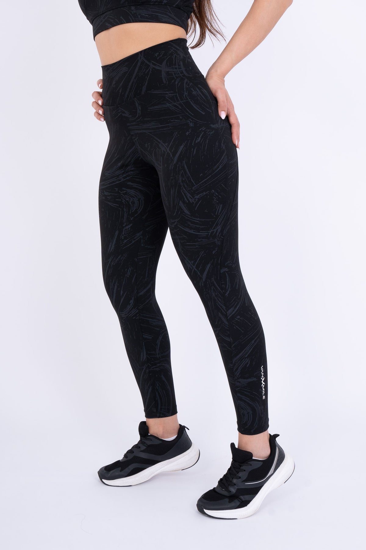 Women's VAN MILE Ignite Leggings in Black Printed – side view