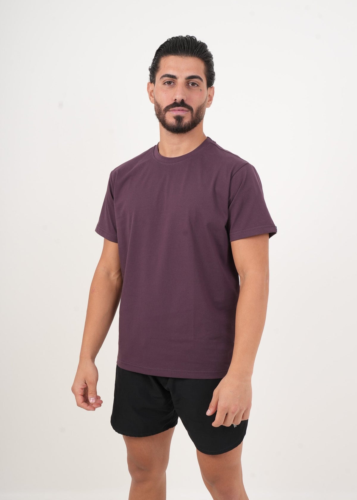 Men's VAN MILE Basic T-Shirt in Aubergine – front view