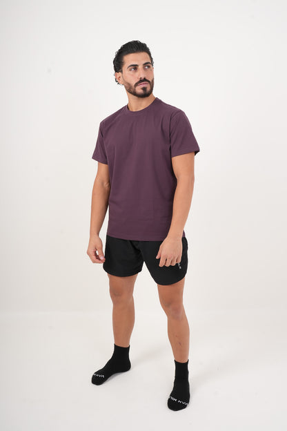 Men's VAN MILE Basic T-Shirt in Aubergine – full-length front view