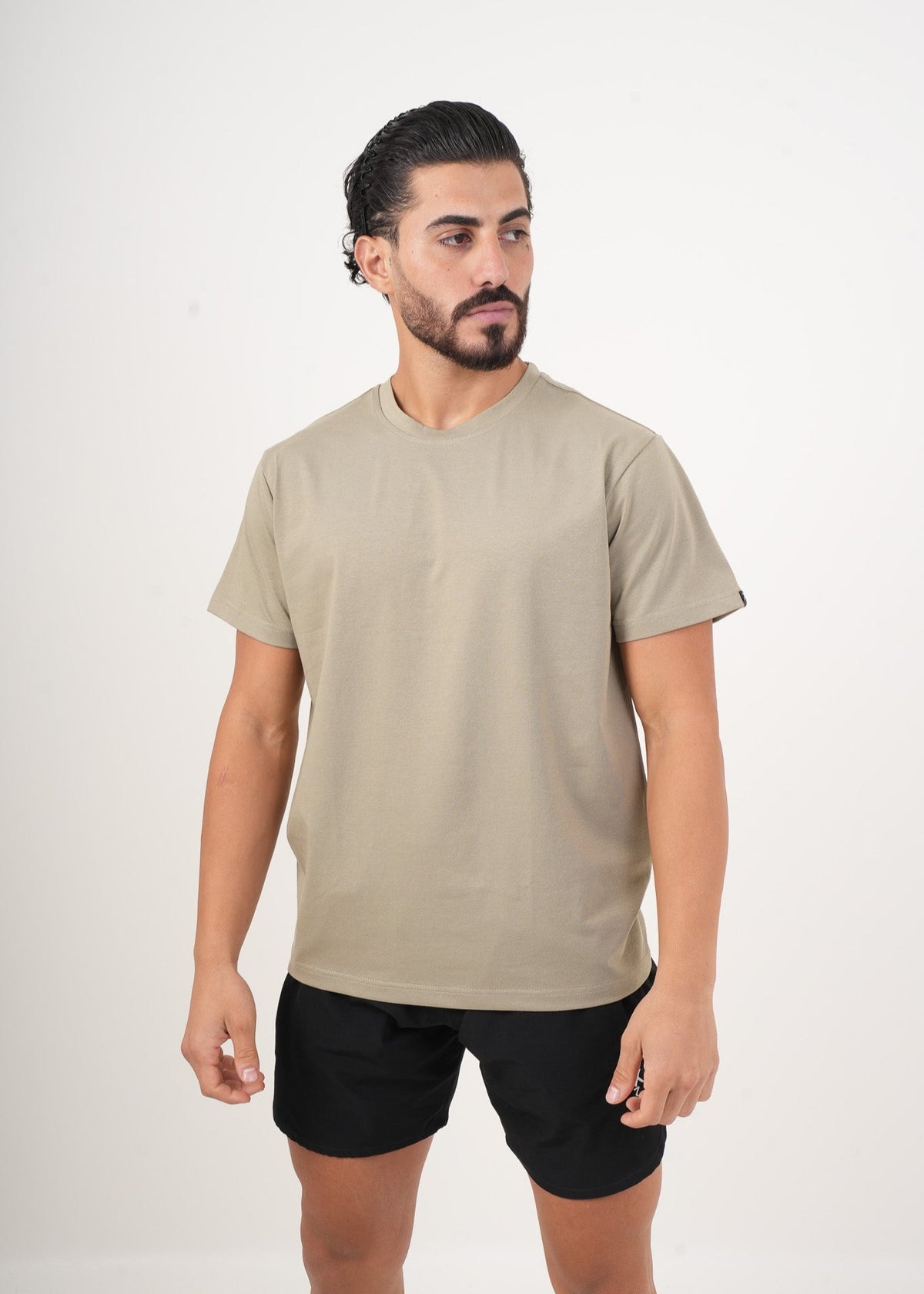Men's VAN MILE Basic T-Shirt in Khaki – front view