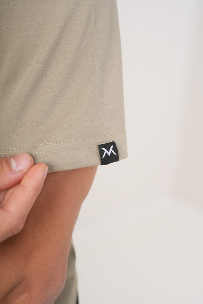 Men's VAN MILE Basic T-Shirt in Khaki – logo detail
