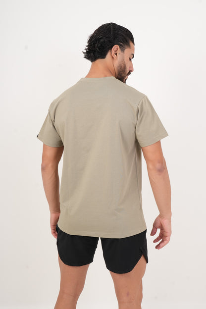 Men's VAN MILE Basic T-Shirt in Khaki – back view