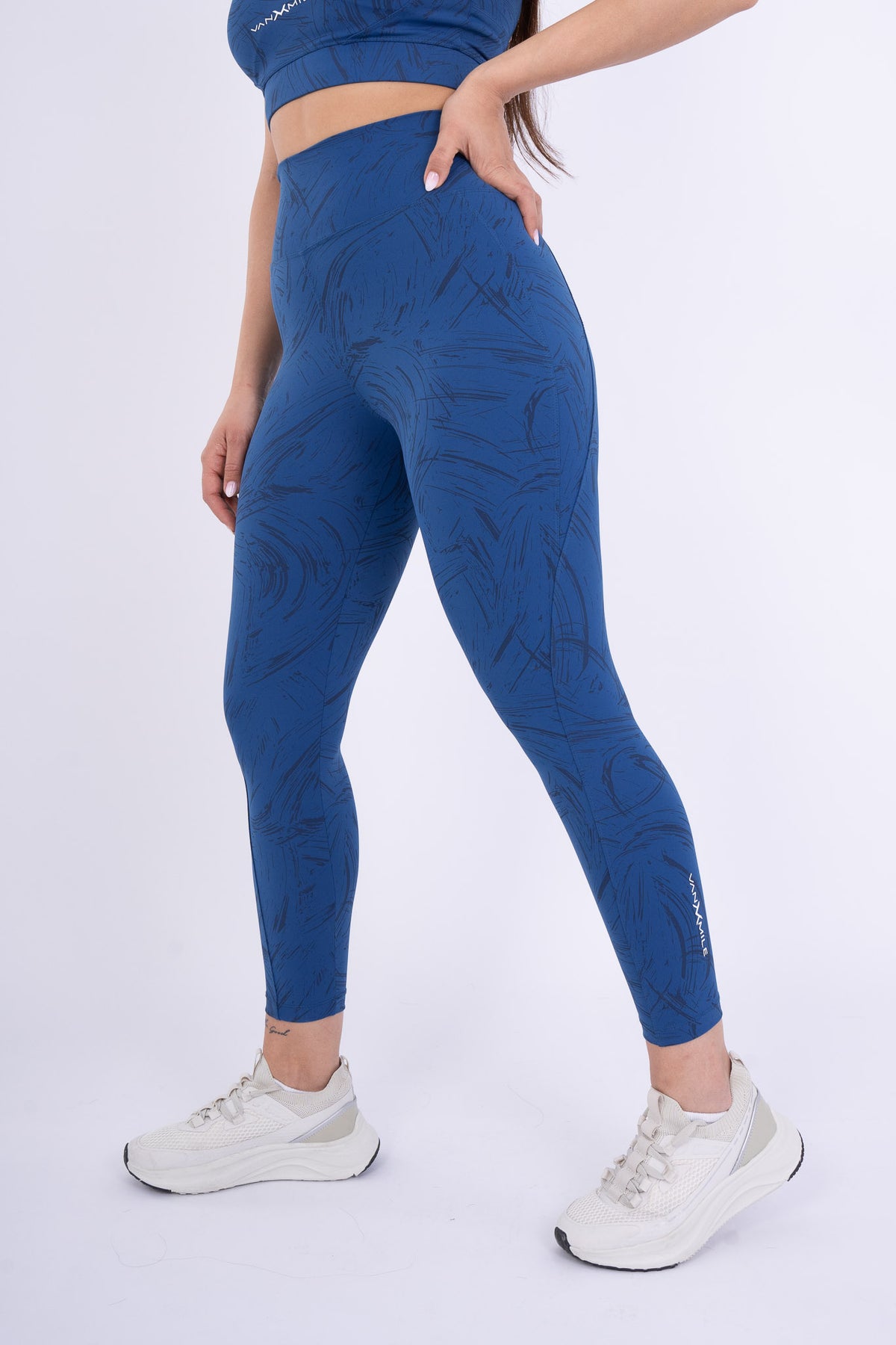 Women's VAN MILE Ignite Leggings in Blue Printed – side view