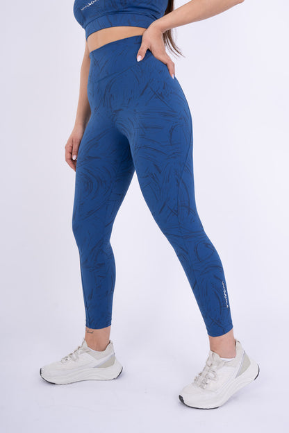 Women's VAN MILE Ignite Leggings in Blue Printed – side view