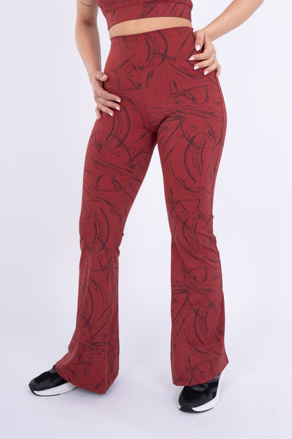 Women's VAN MILE Ignite Flared Leggings in Red Printed – front view