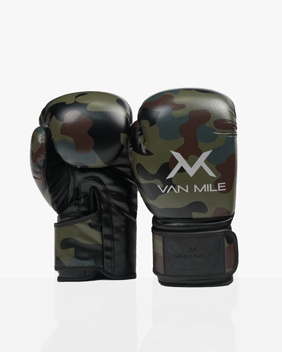 VAN MILE PU 4.0 Boxing Gloves in Camo Olive Green – pair shown