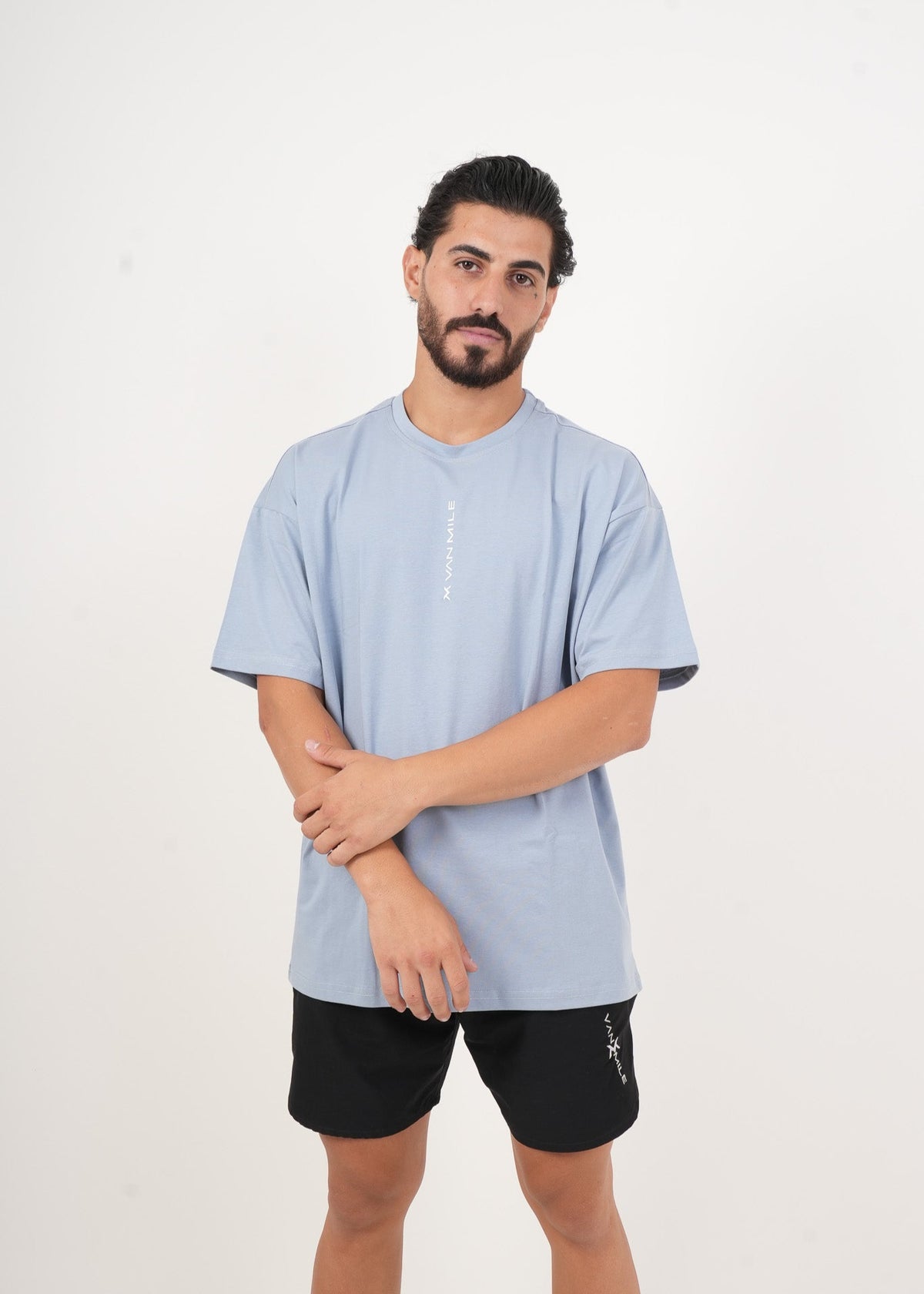 Men's VAN MILE Legacy Oversized T-Shirt in Sky Blue – front view