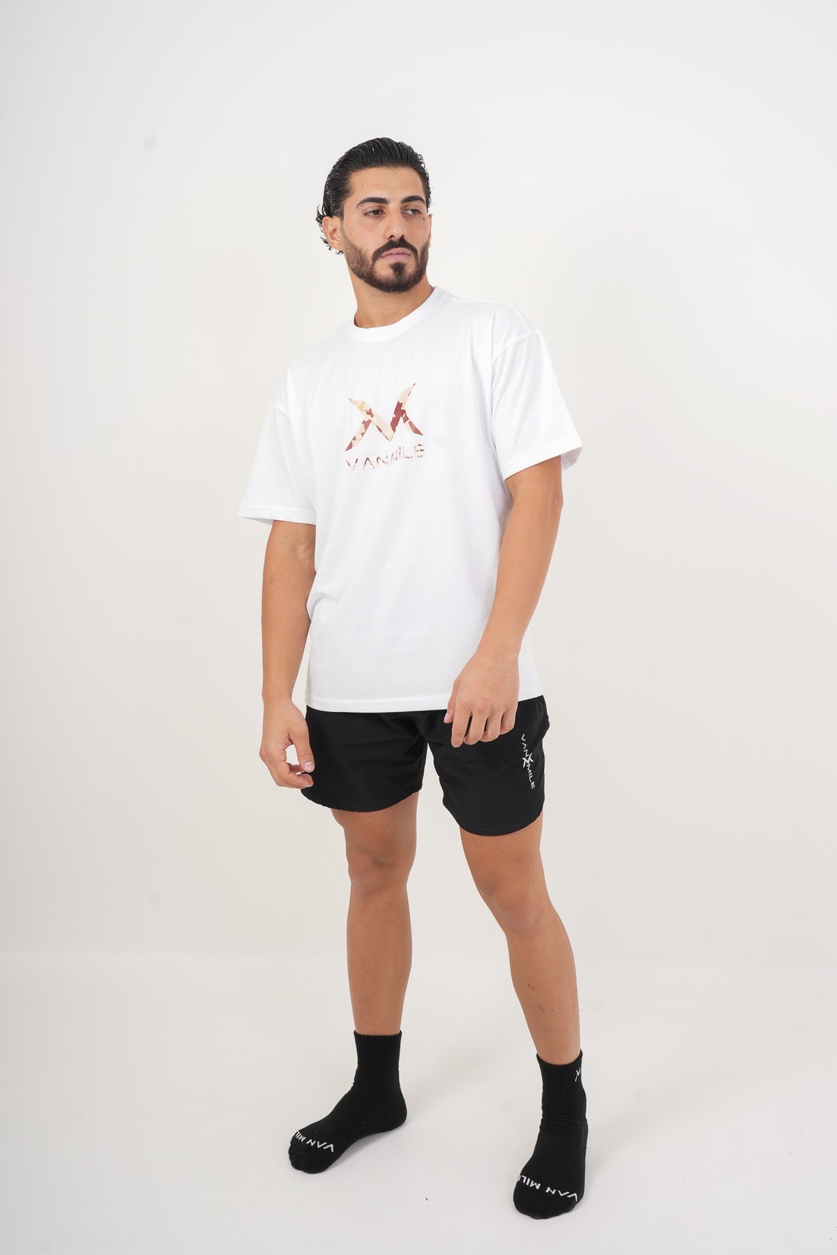 Men's VAN MILE ARMY Oversized T-Shirt in White – front view