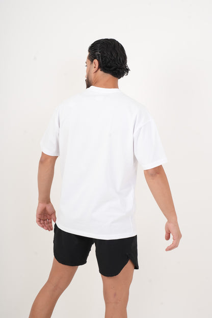 Men's VAN MILE ARMY Oversized T-Shirt in White – back view