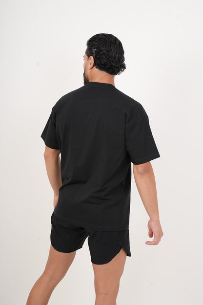 Men's VAN MILE ARMY Oversized T-Shirt in Black – back view