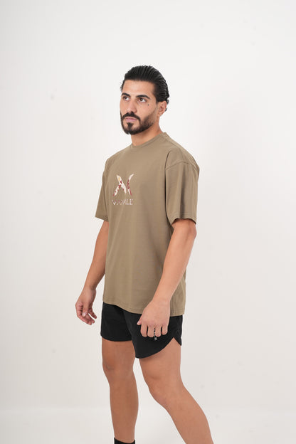 Men's VAN MILE ARMY Oversized T-Shirt in Khaki – side view