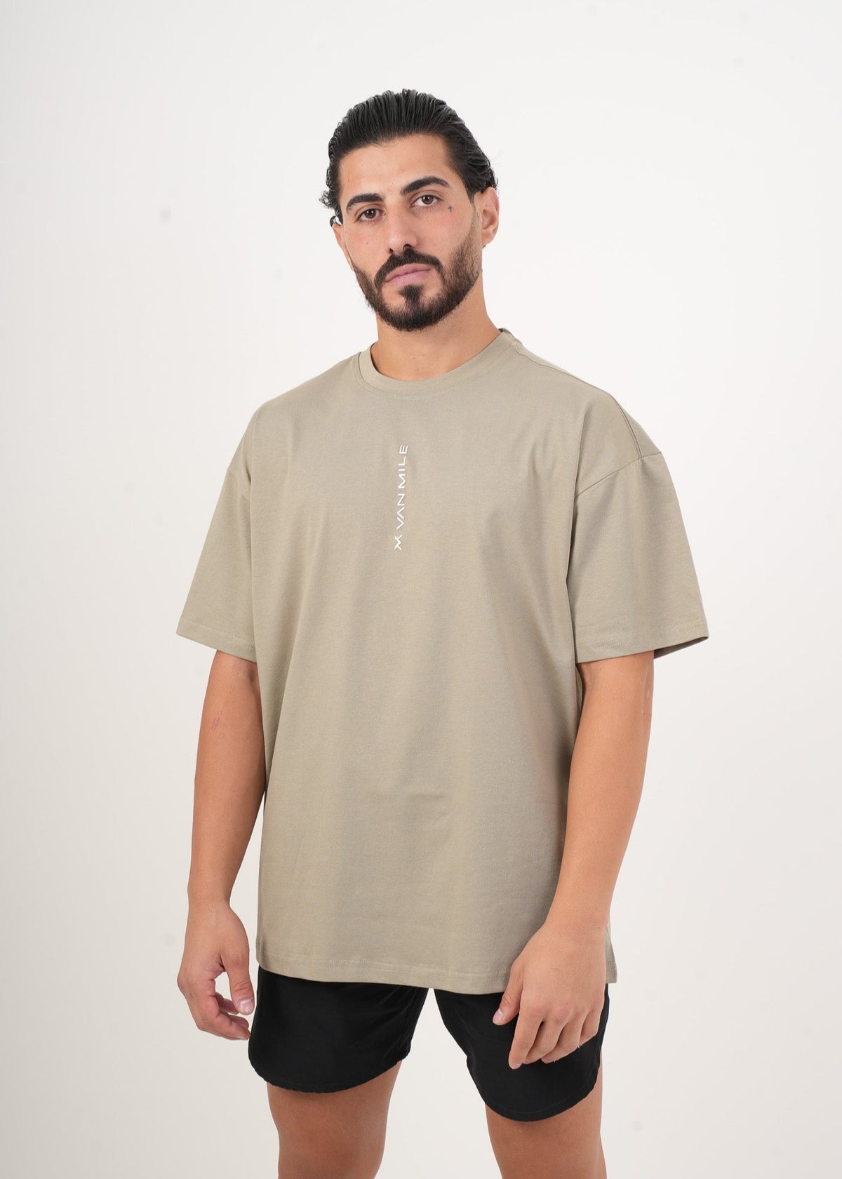 Men's VAN MILE Legacy Oversized T-Shirt in Khaki – front view