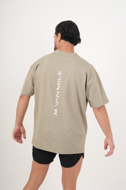 Men's VAN MILE Legacy Oversized T-Shirt in Khaki – back view