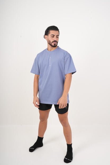 Men's VAN MILE Legacy Oversized T-Shirt in Baby Blue – full-length front view