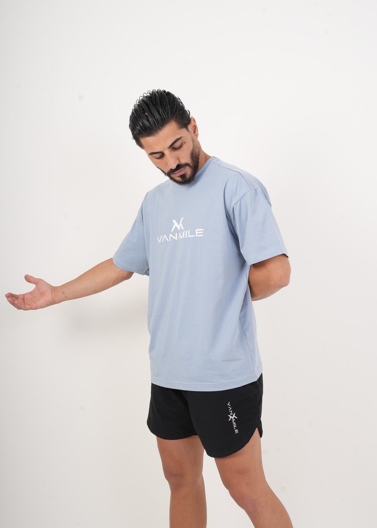 Men's VAN MILE IMPACT Oversized T-Shirt in Sky Blue – front view