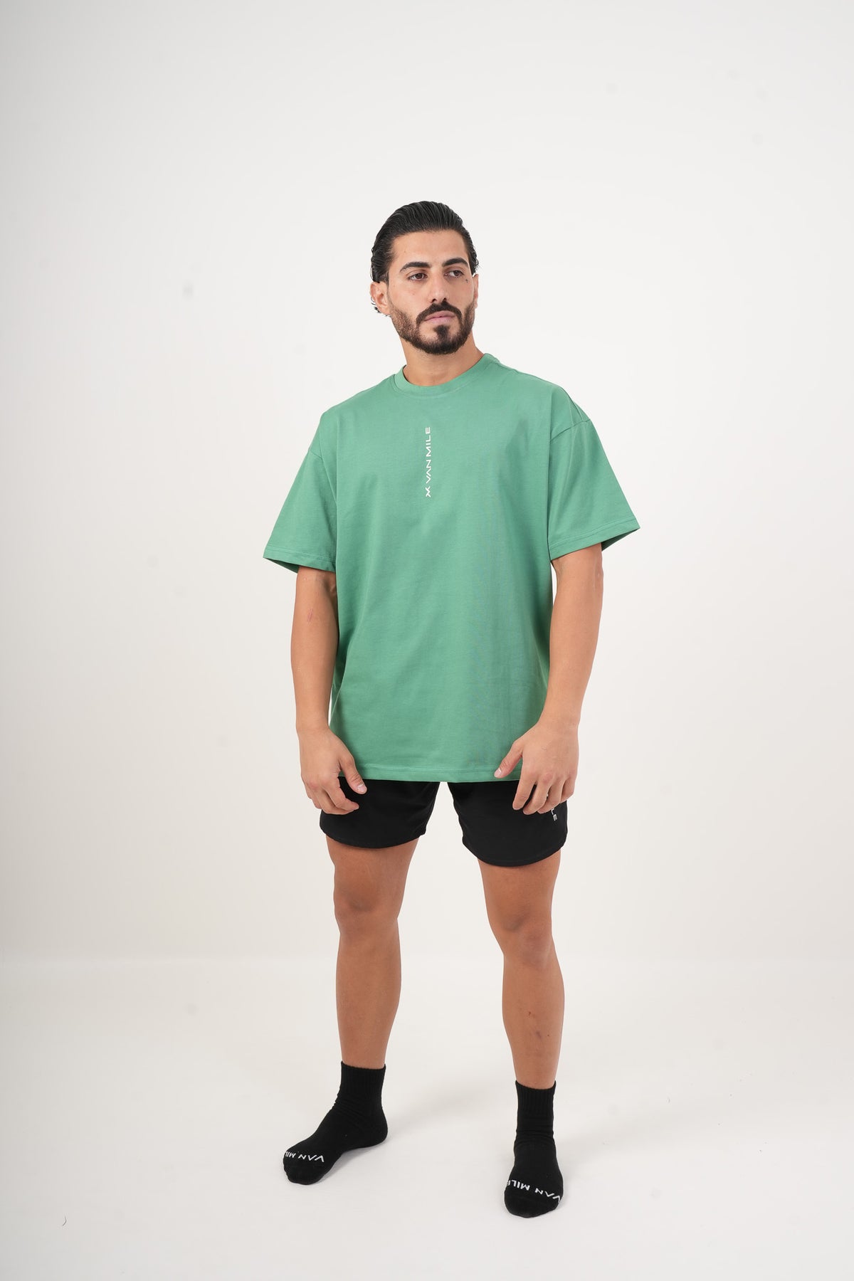 Men's VAN MILE Legacy Oversized T-Shirt in Green – full-length front view