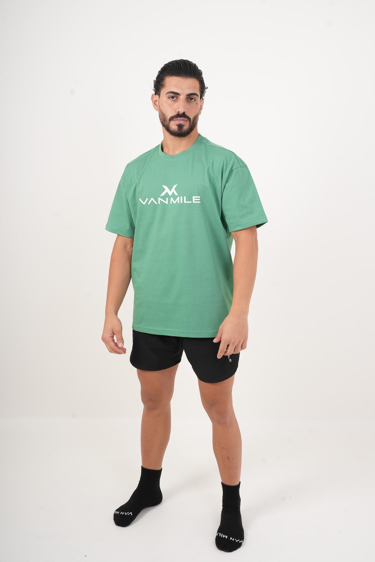 Men's VAN MILE IMPACT Oversized T-Shirt in Green – full-length front view