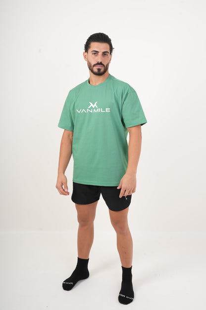 Men's VAN MILE IMPACT Oversized T-Shirt in Green – full-length front view