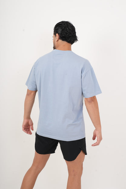 Men's VAN MILE IMPACT Oversized T-Shirt in Sky Blue – back view