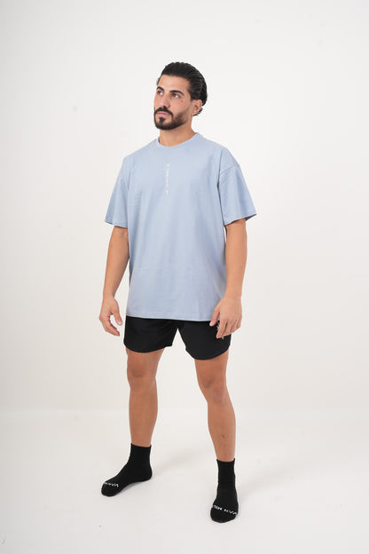 Men's VAN MILE Legacy Oversized T-Shirt in Sky Blue – full-length front view