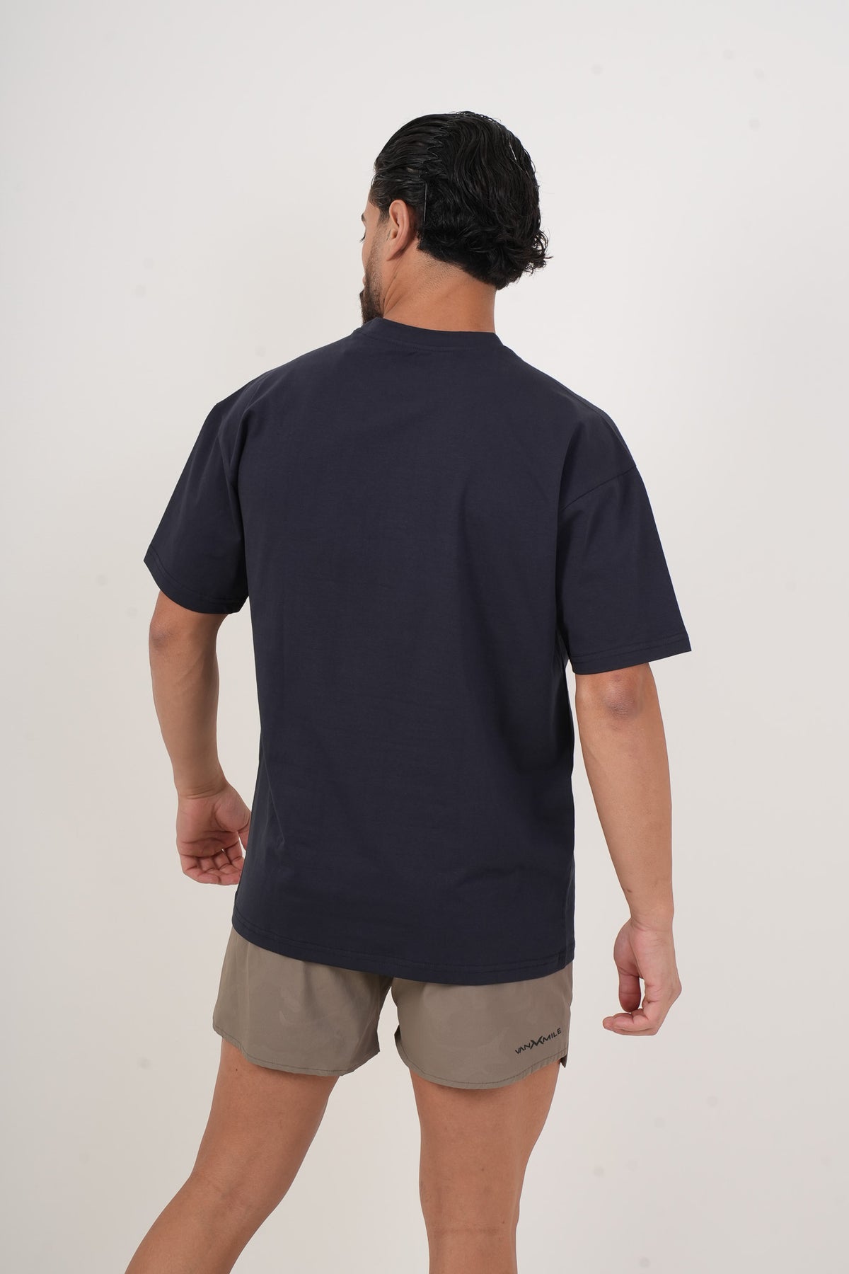 Men's VAN MILE ARMY Oversized T-Shirt in Navy – back view