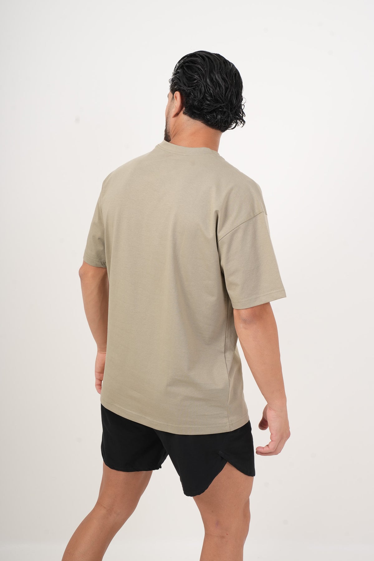 Men's VAN MILE IMPACT Oversized T-Shirt in Khaki – back view