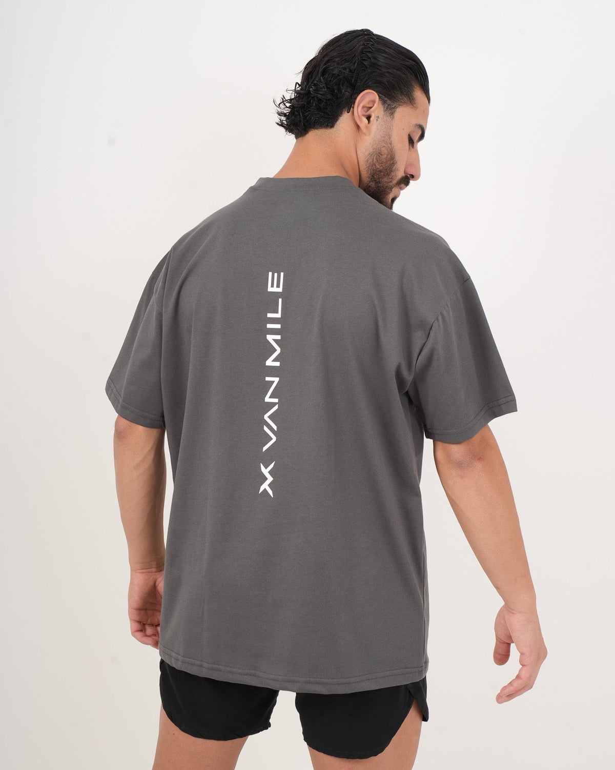 Men's VAN MILE Legacy Oversized T-Shirt in Grey – back view