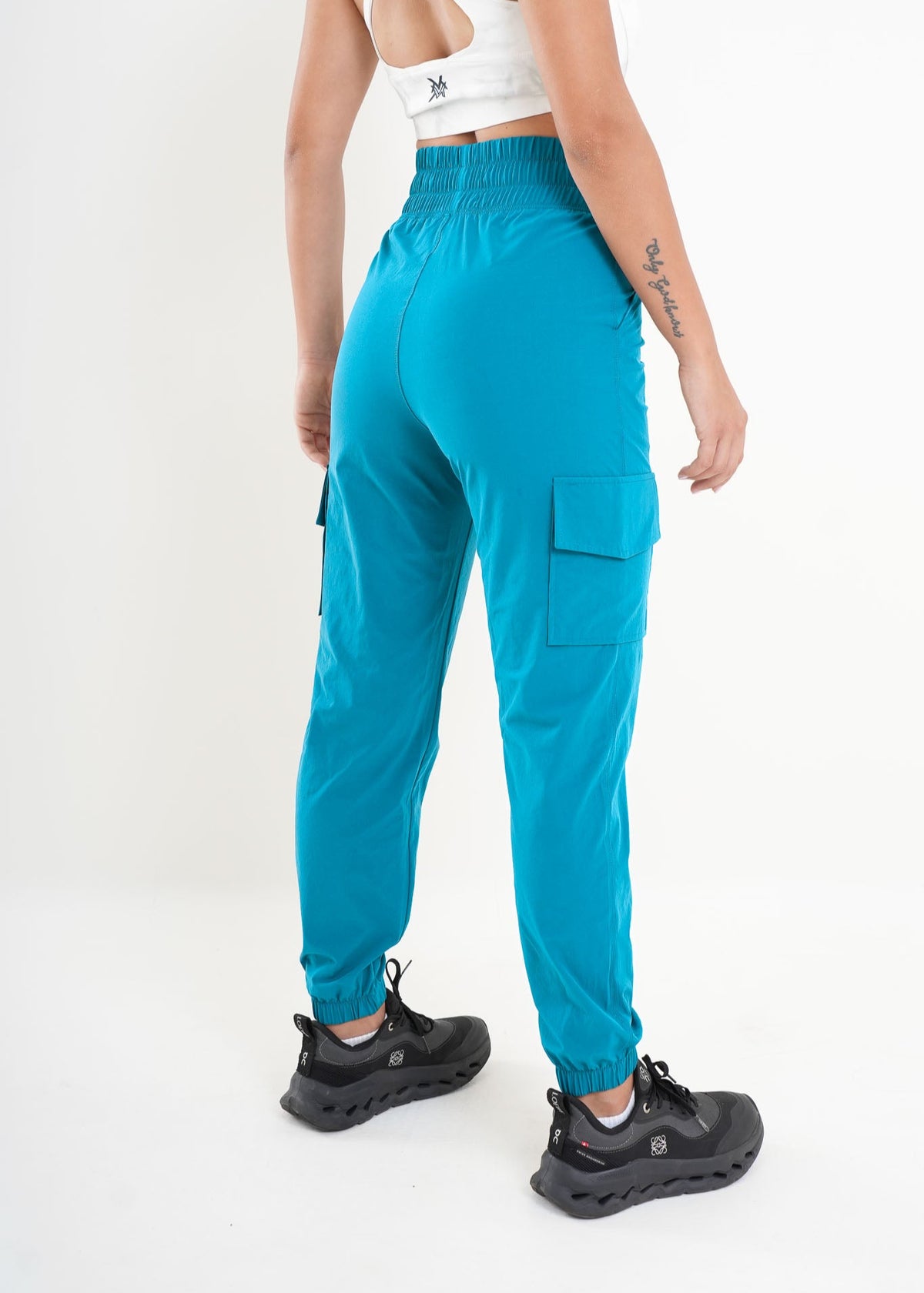 Women's VAN MILE AURORA Cargo Pants in Turquoise – back view