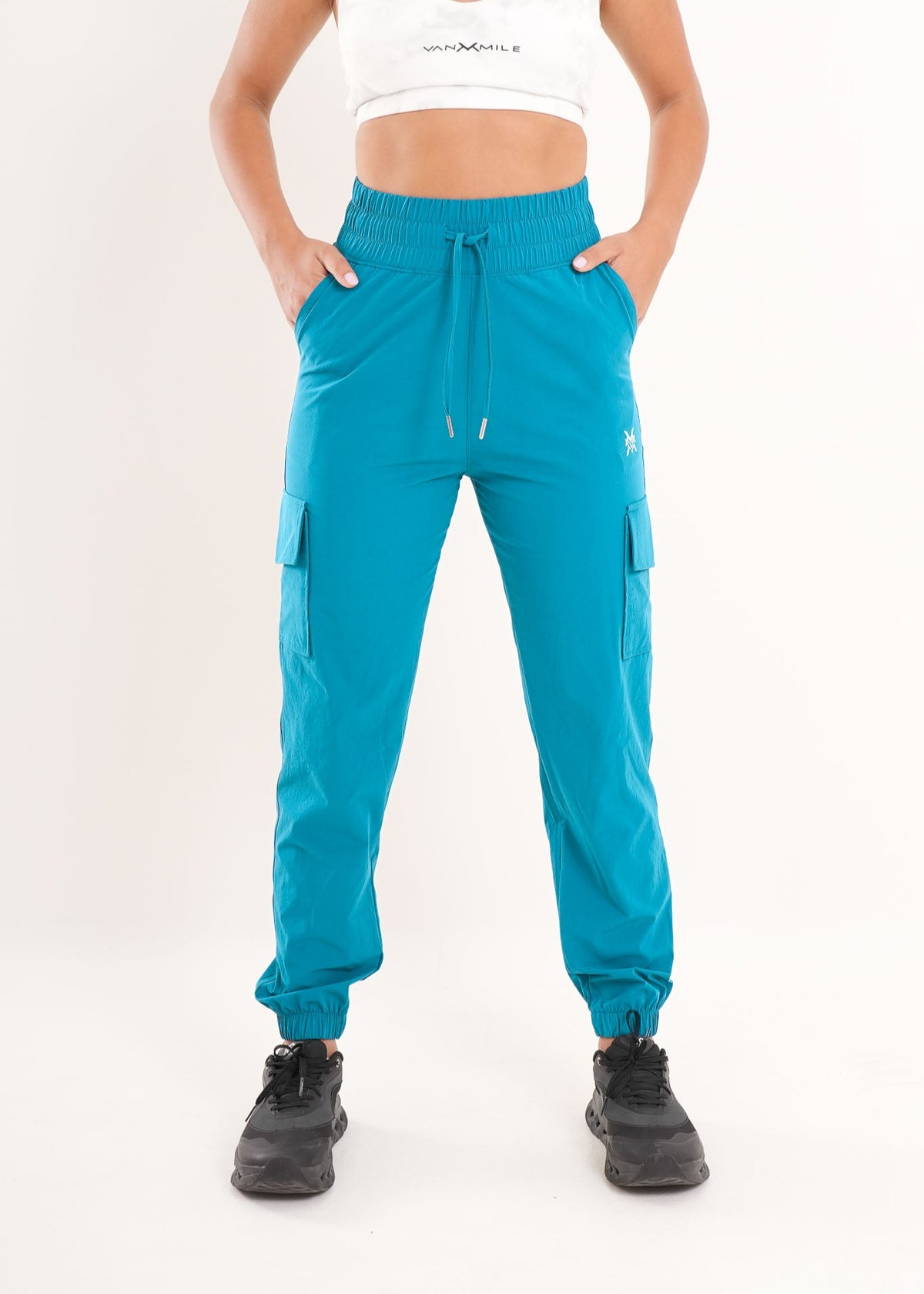 Women's VAN MILE AURORA Cargo Pants in Turquoise – front view