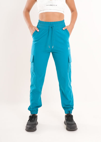 Women's VAN MILE AURORA Cargo Pants in Turquoise – front view