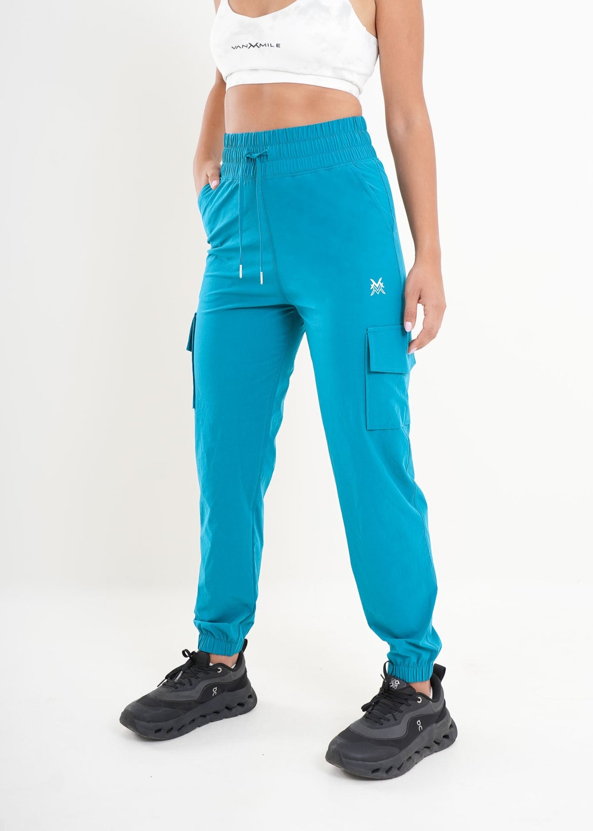 Women's VAN MILE AURORA Cargo Pants in Turquoise – side view