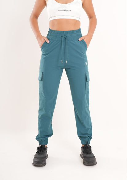 Women's VAN MILE AURORA Cargo Pants in Dark Cyan – front view