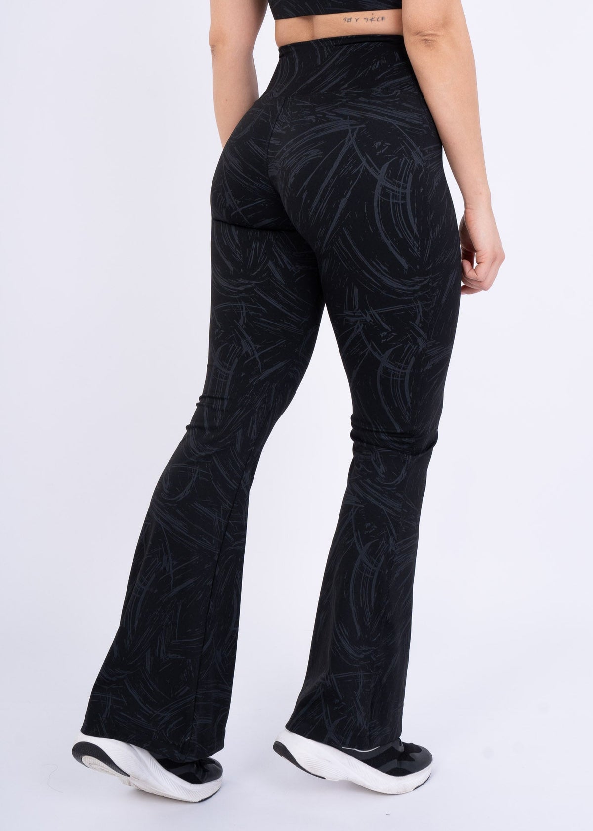Women's VAN MILE Ignite Flared Leggings in Black Printed – back view
