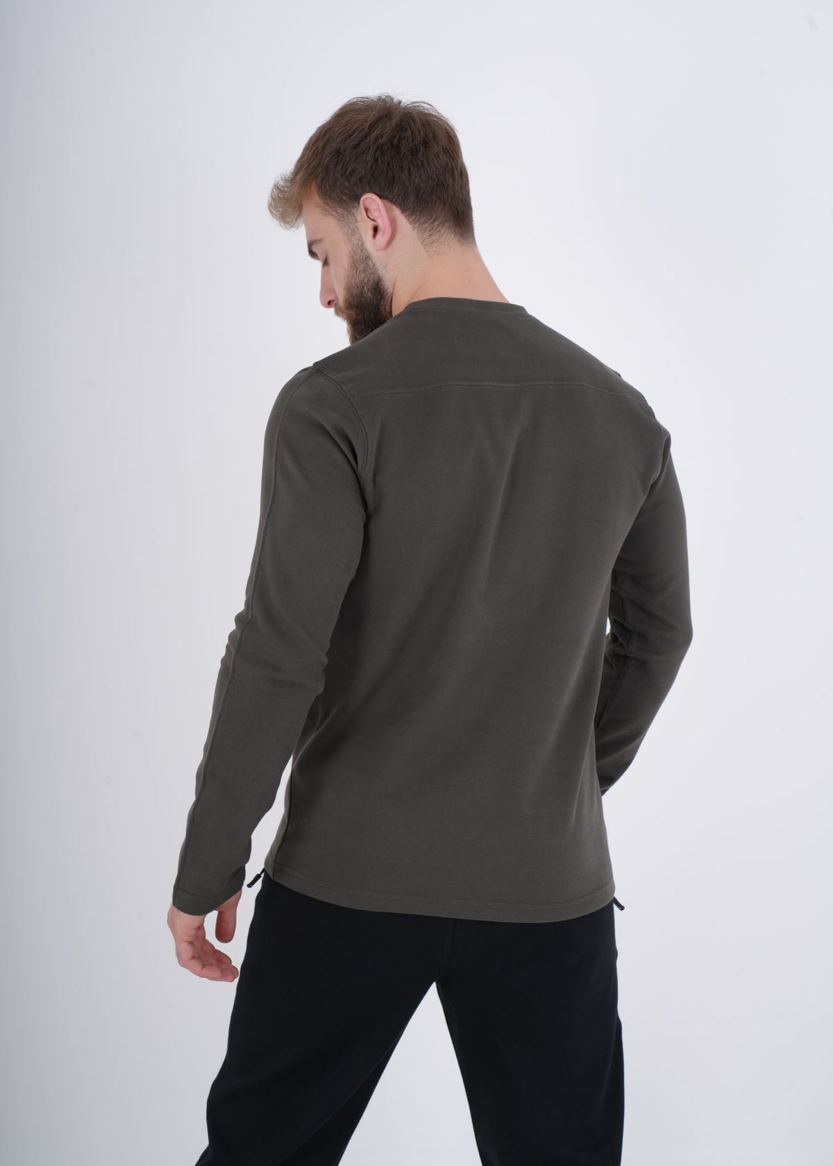Men's VAN MILE Crewneck Sweatshirt in Onyx Gray – back view