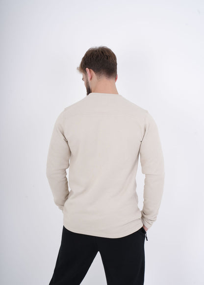 Men's VAN MILE Crewneck Sweatshirt in Beige – back view