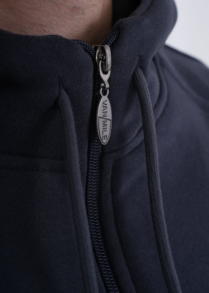 Men's VAN MILE VNML Full Zip Hoodie in Dark Gray – zip pull detail