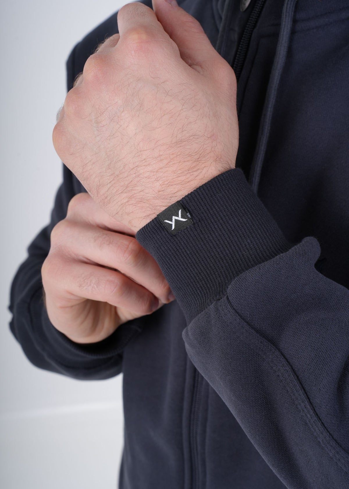 Men's VAN MILE VNML Full Zip Hoodie in Dark Gray – cuff logo detail